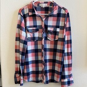 Eden & Olivia Pink and Navy Plaid Shirt